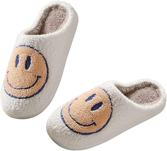 Smile Face Plush Slippers | 8.5-9.5