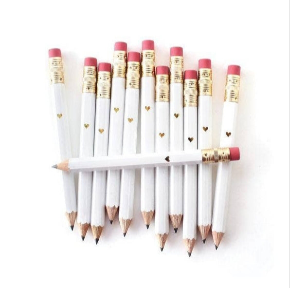 Gold Heart Mini Pencils, Set of 12 - Heartfelt Gift Box
