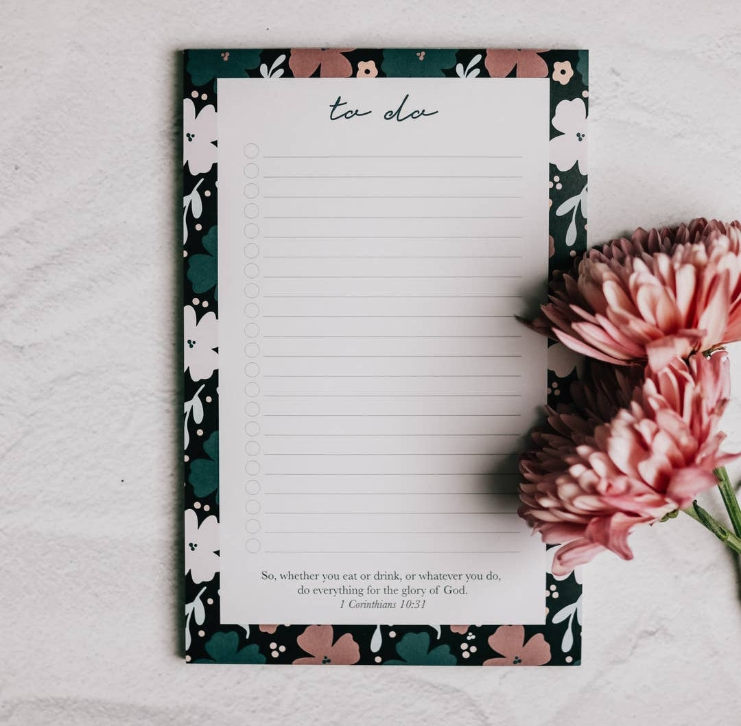 Teal Floral To Do Notepad - Heartfelt Gift Box