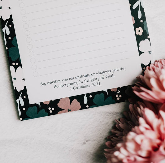 Teal Floral To Do Notepad - Heartfelt Gift Box
