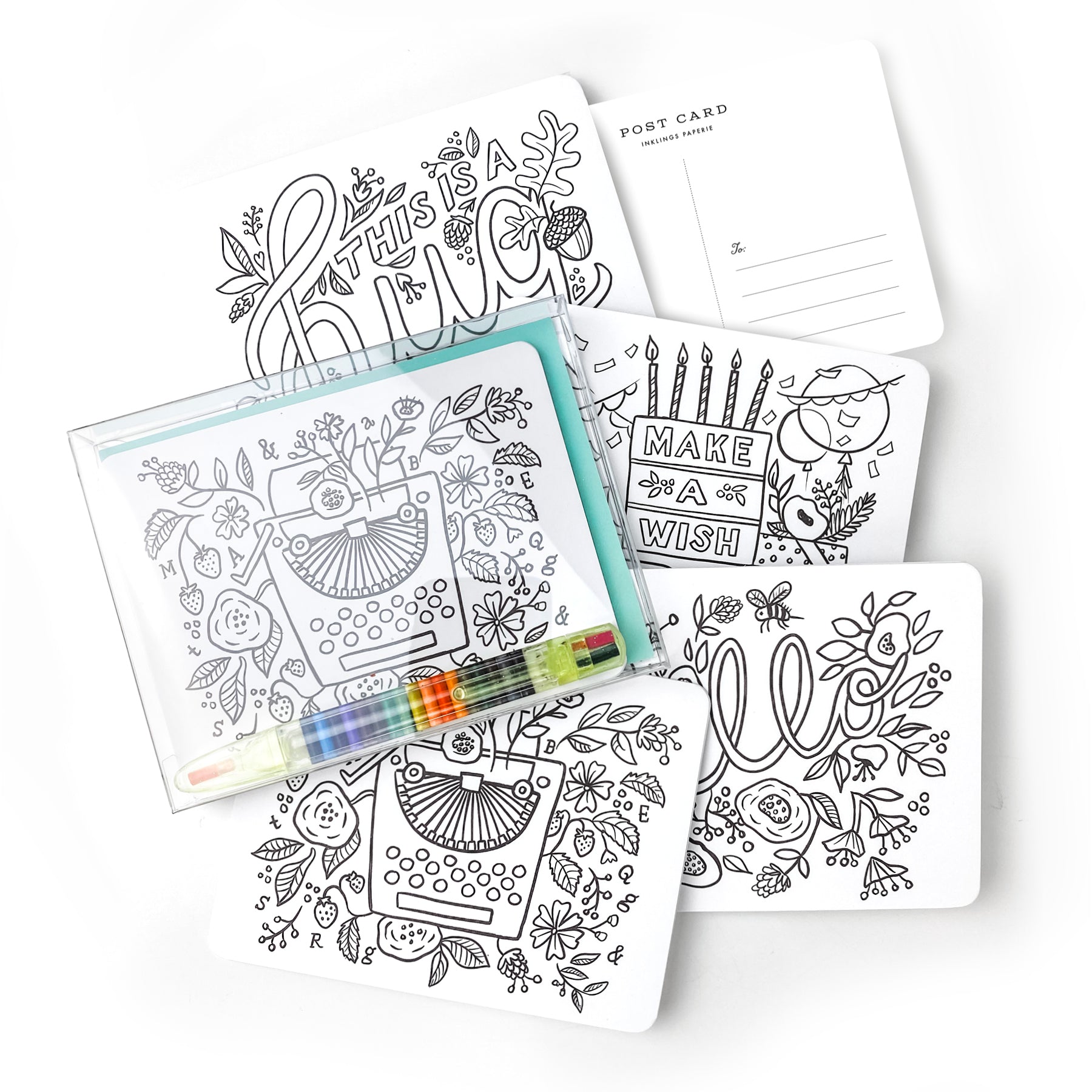 Floral Color-In Postcard Kit | Box of 12 - Heartfelt Gift Box