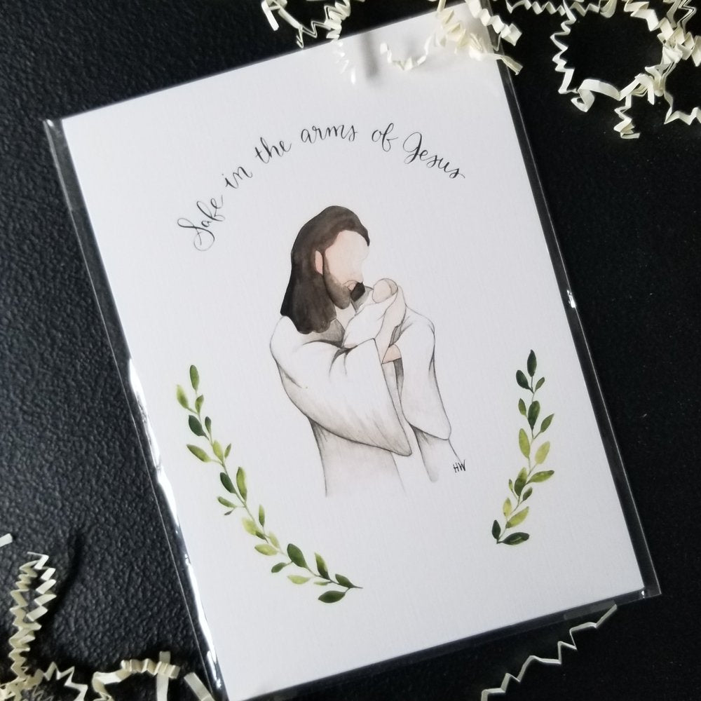 Customizable Jesus & Baby Miscarriage Watercolor Print - Heartfelt Gift Box