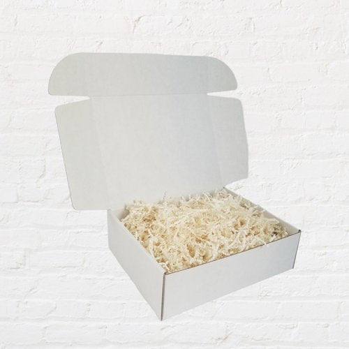 Ivory Crinkle Paper in White Gift Box - Heartfelt Gift Box